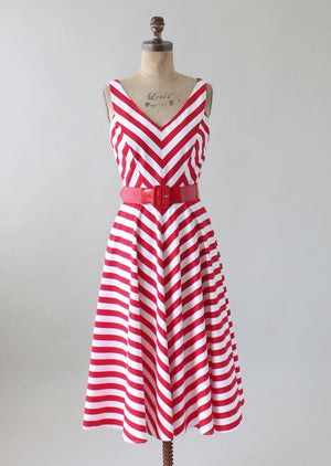 Vintage 1980s Red and White Striped Sundress