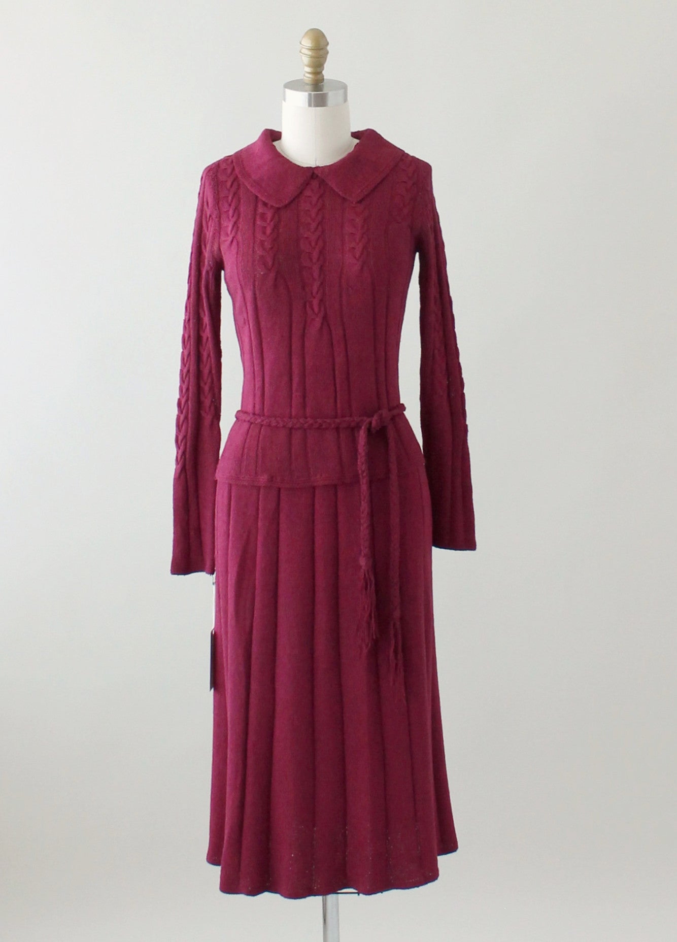 Vintage 1930s Plum Knit Sweater and Skirt Dress Set