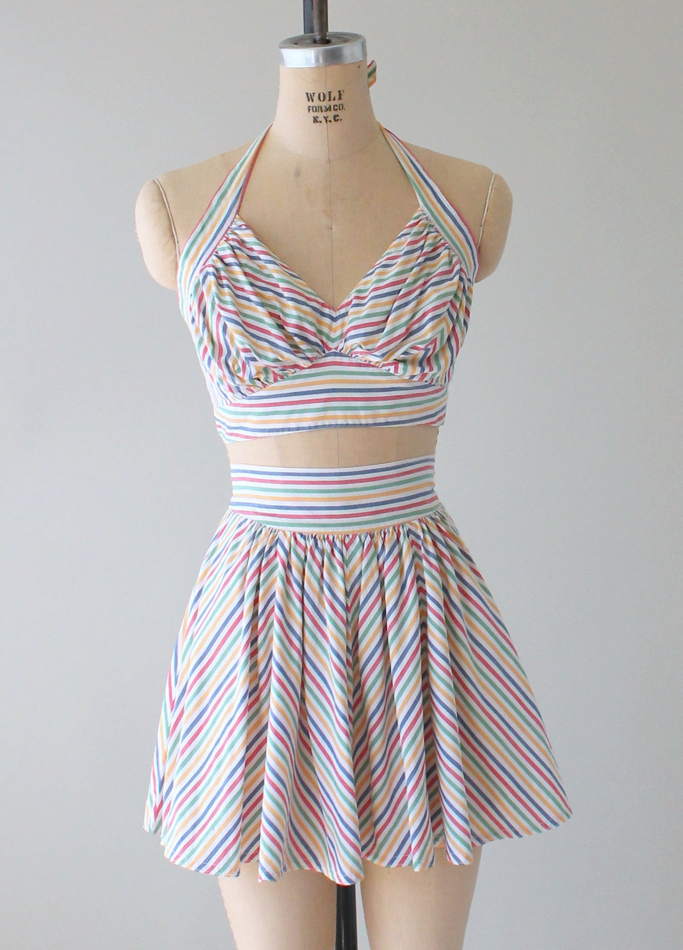 Vintage 1940s Rainbow Striped Two Piece Playsuit
