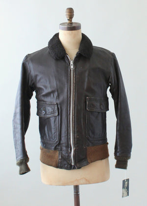 Vintage 1950s USN Leather Flight Jacket