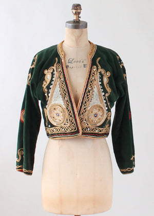 Vintage 1960s Green Eastern Europe Embroidered Jacket