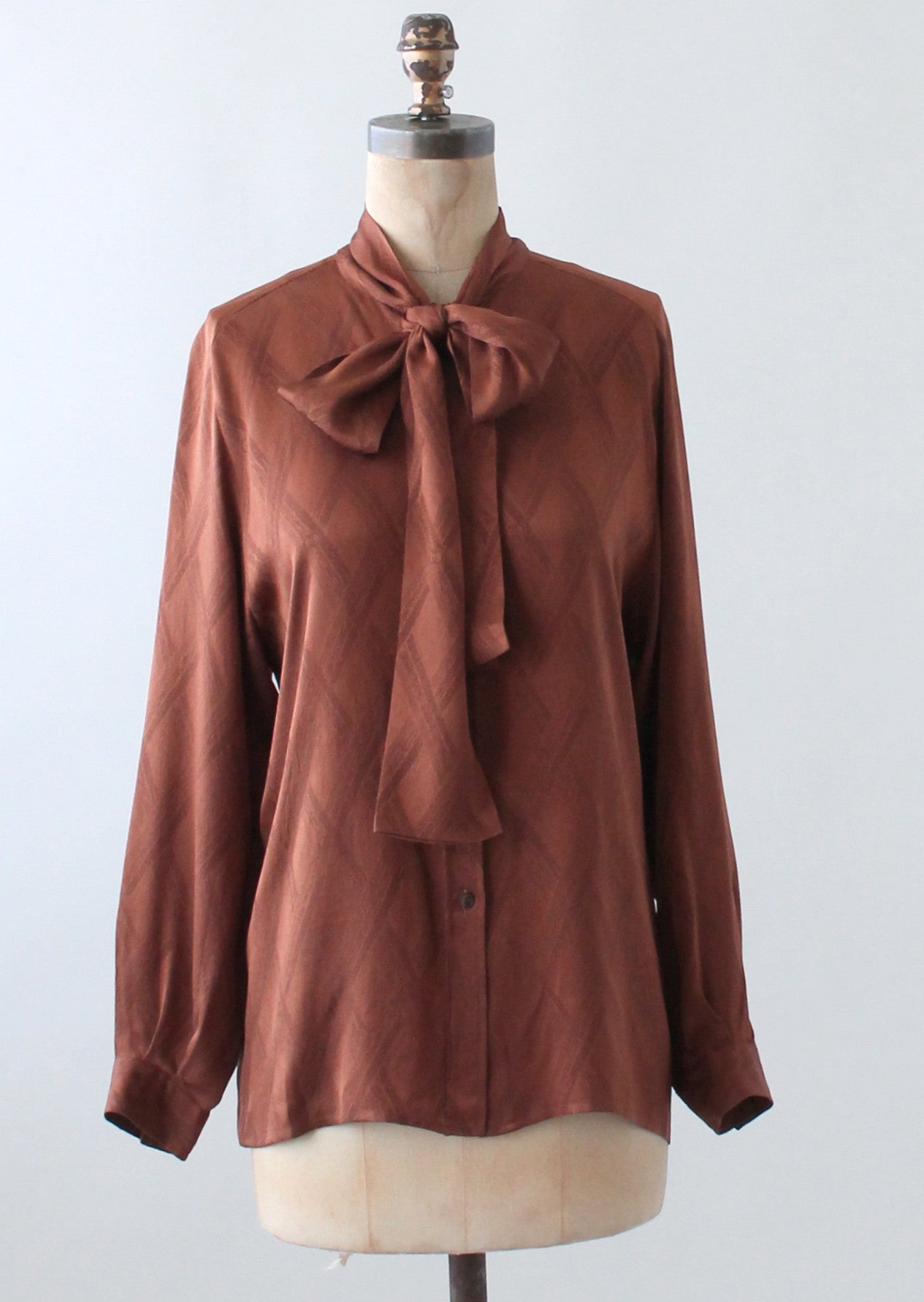 Vintage 1970s Gucci Brown Silk Logo Blouse
