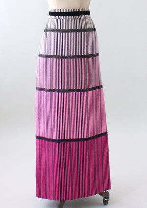 Vintage 1970s Italian Wool Color Block Maxi Skirt
