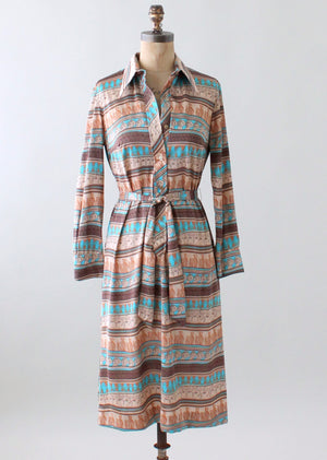 Vintage 1970s Lanvin Novelty Print Day Dress