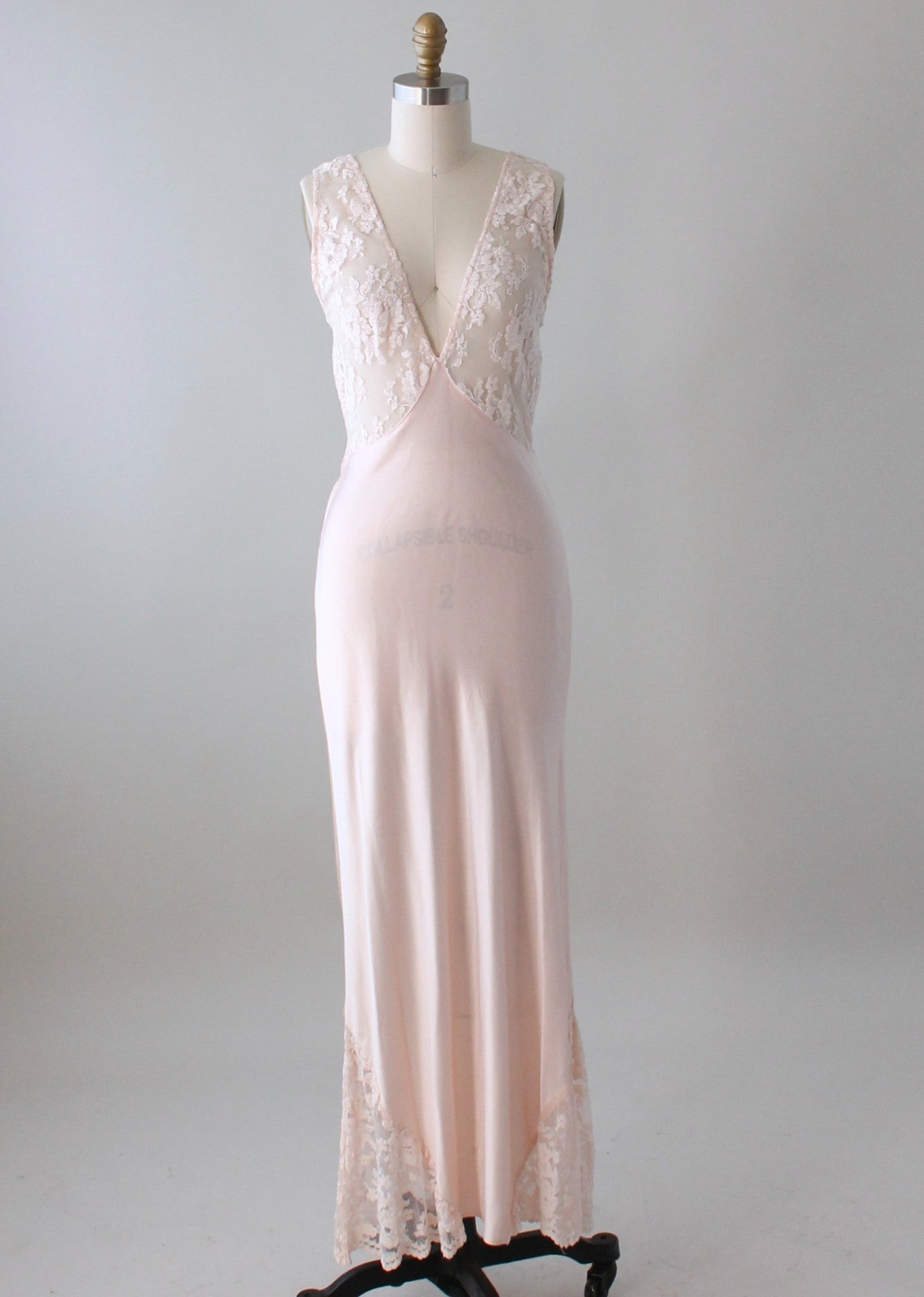 Vintage 1970s Sexy Pale Pink Rayon and Lace Gown