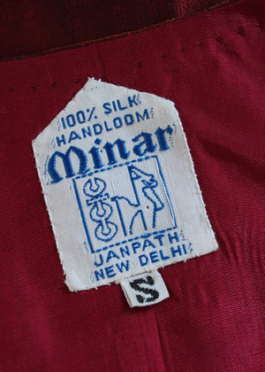 Vintage Handloomed Indian Silk Vest with Embroidered Trim