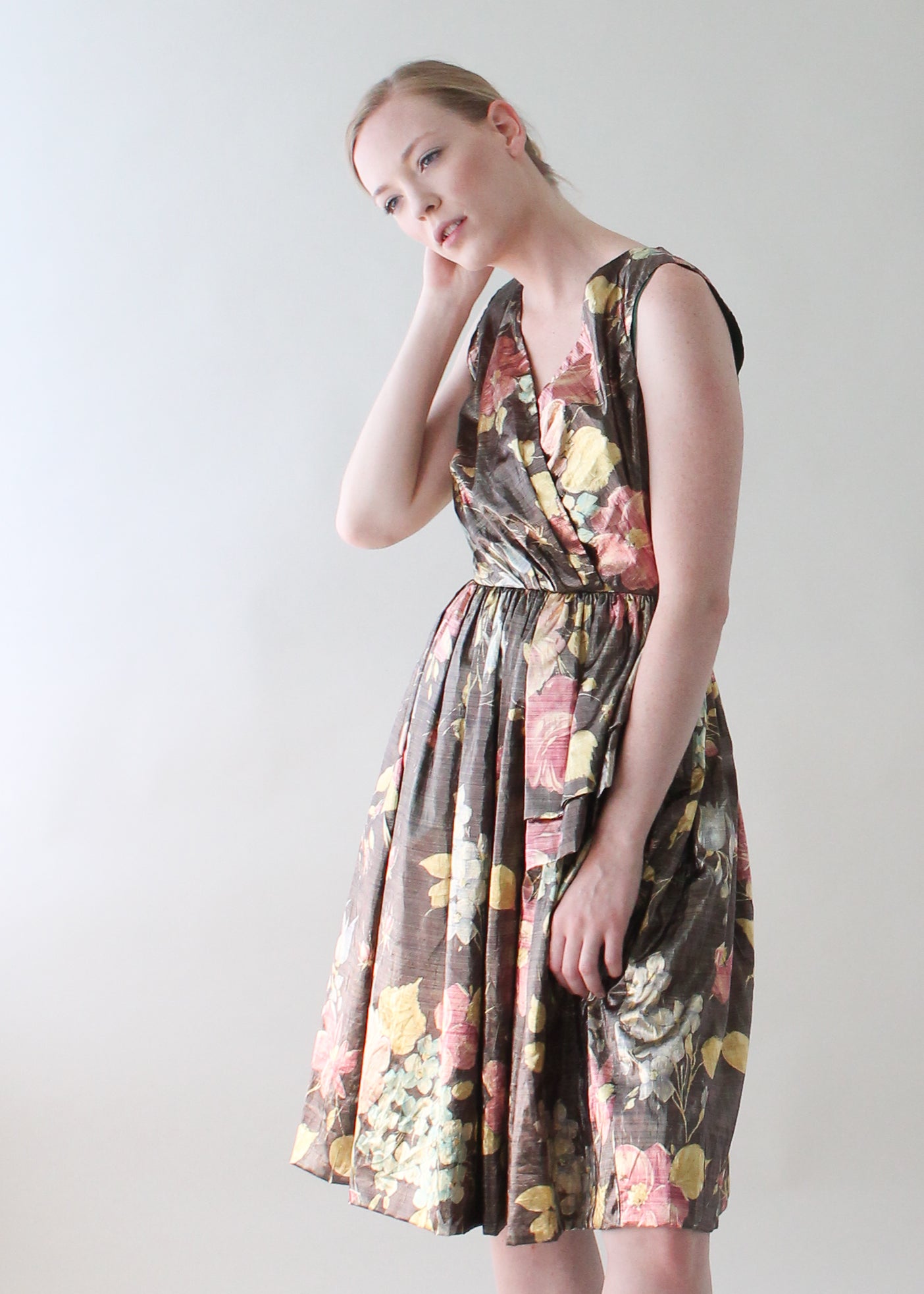 Vintage 1980s Floral Lame Party Dress - Raleigh Vintage Vintage 1980s Floral Lame Party Dress - Raleigh Vintage