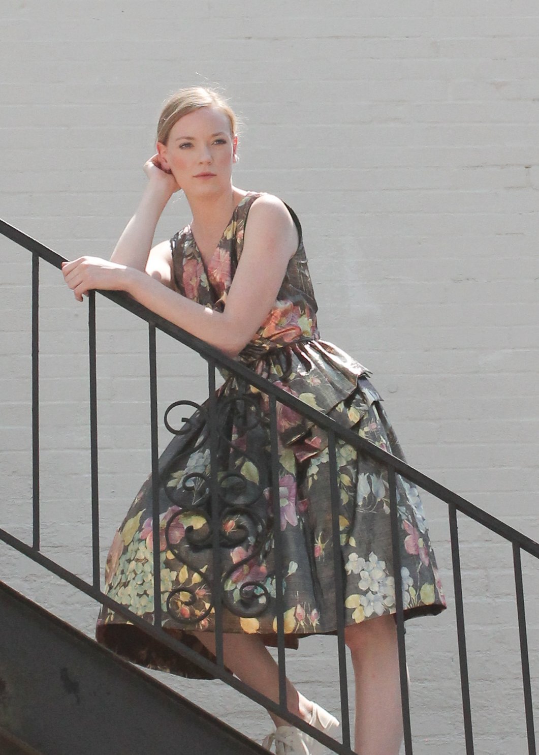 Vintage 1980s Floral Lame Party Dress