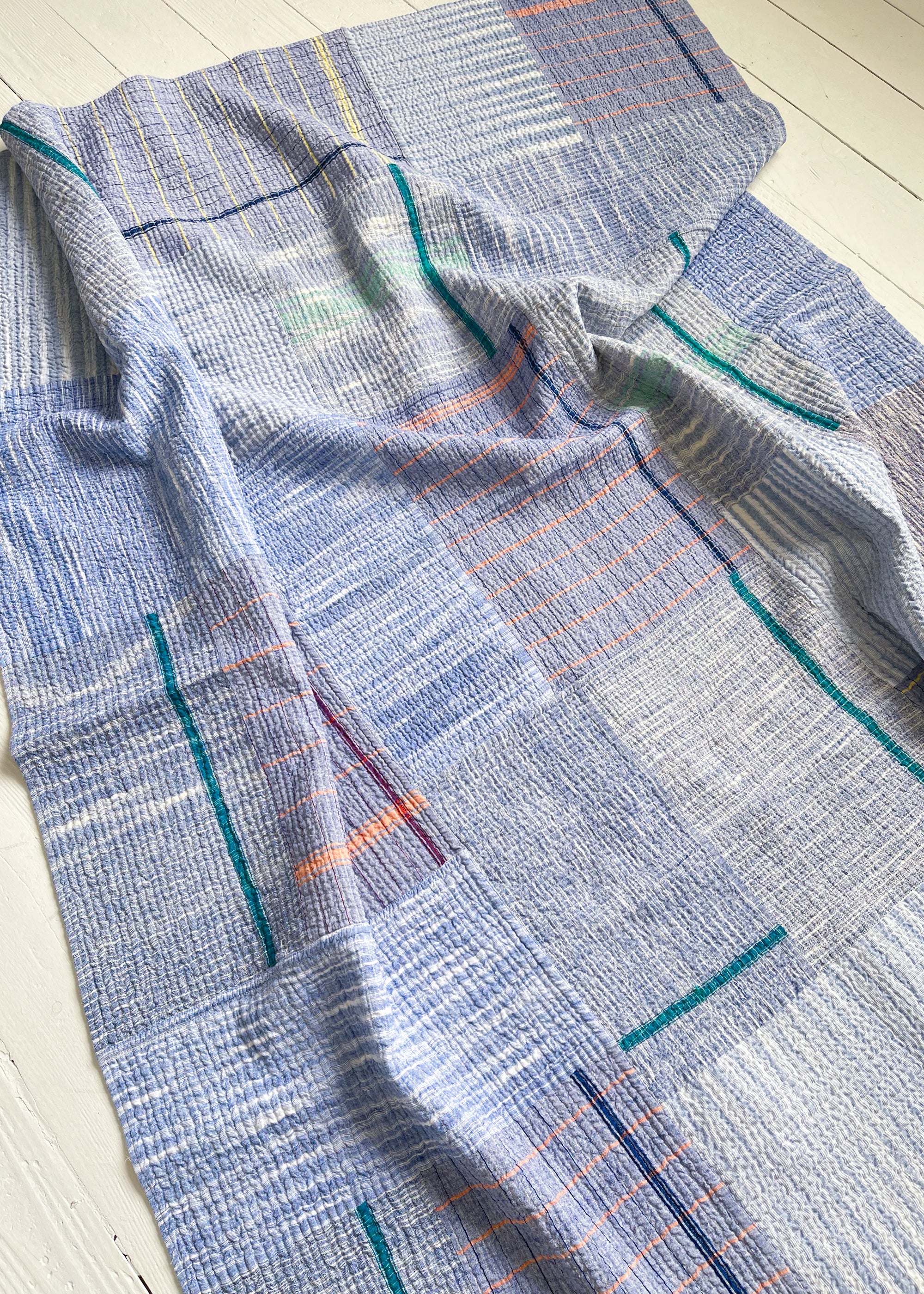 Auntie Oti Vintage Patchwork Kantha Throw Quilt