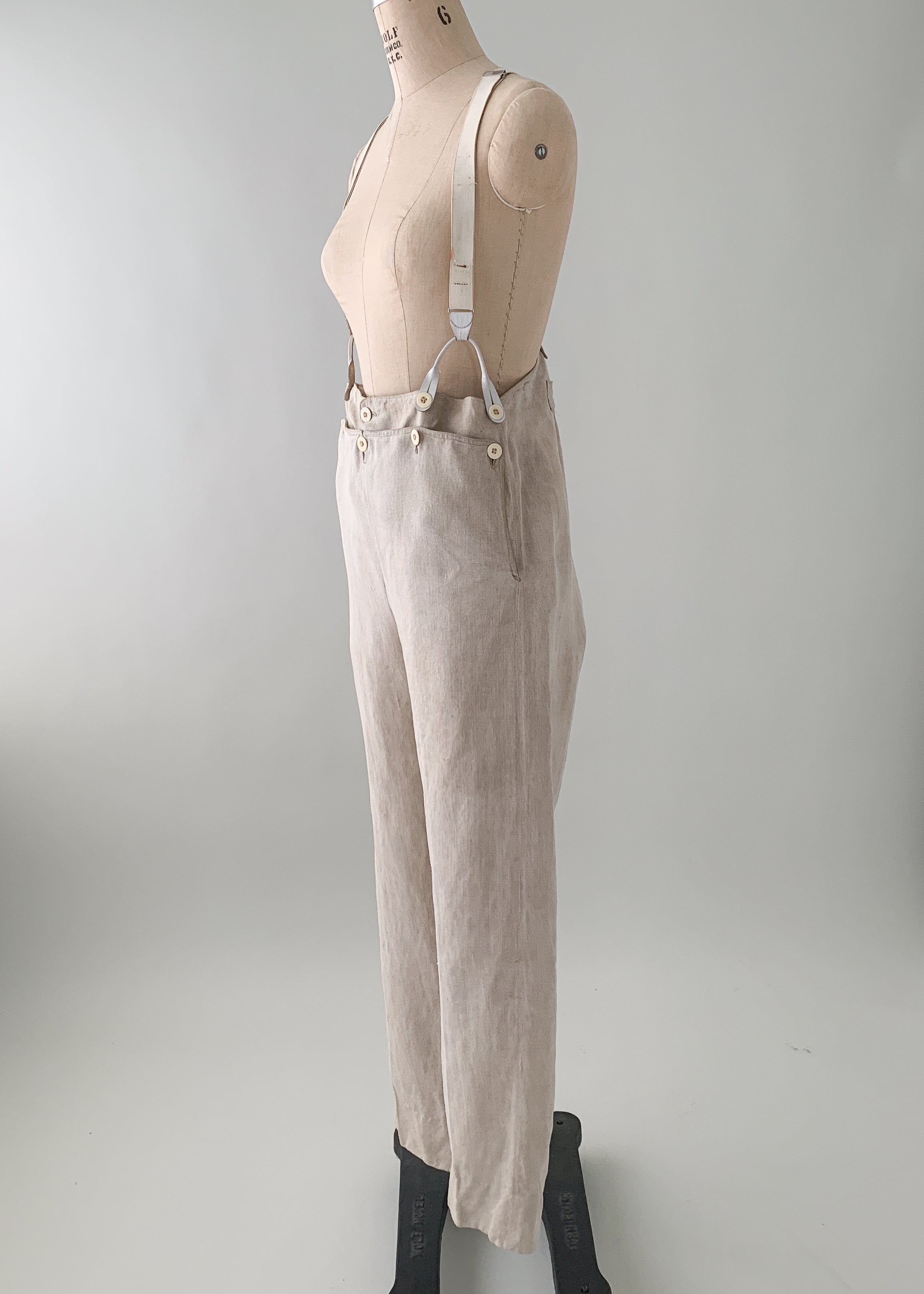 Antique 1840s Linen Menswear Pants