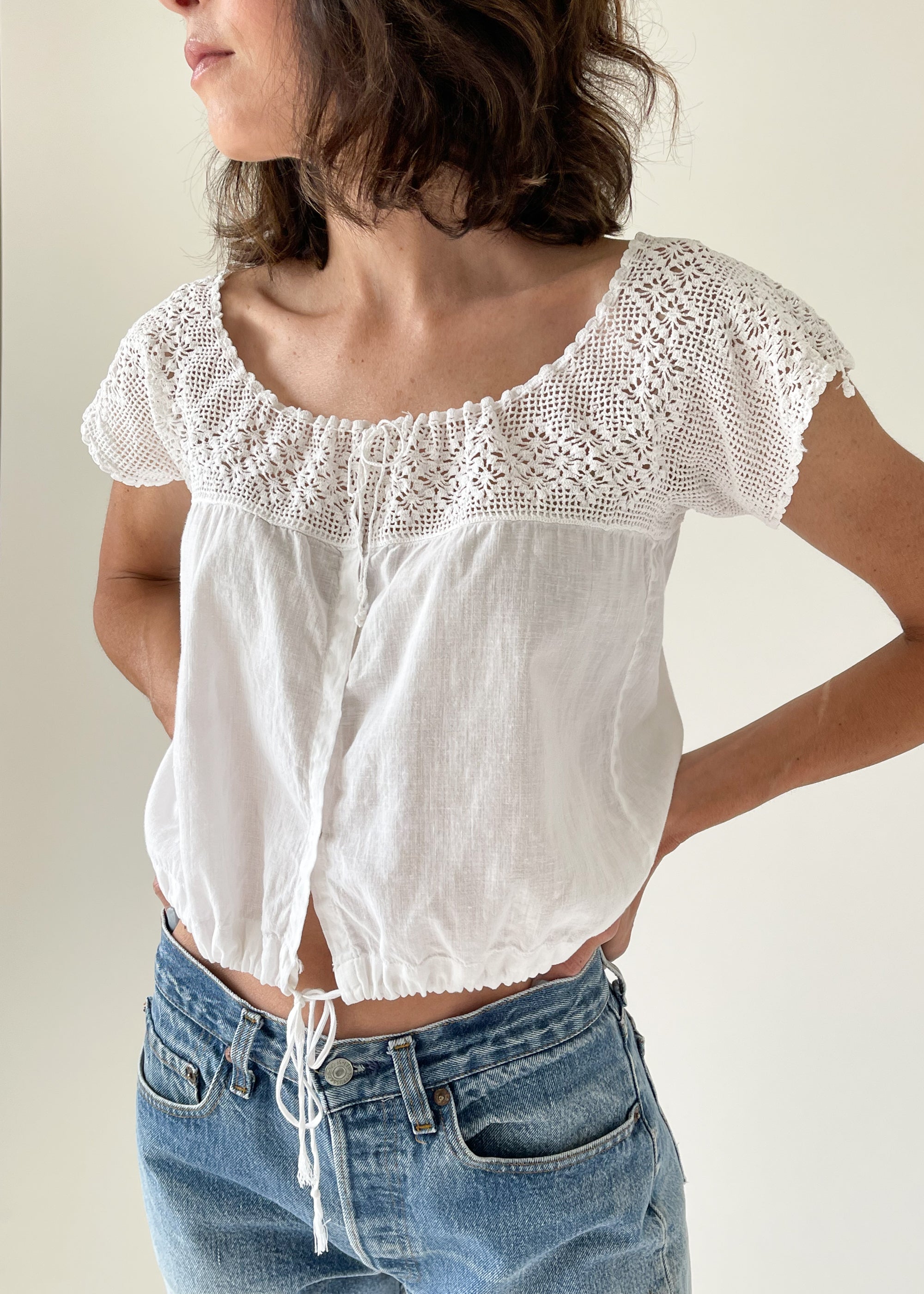 Antique Cotton and Lace Top