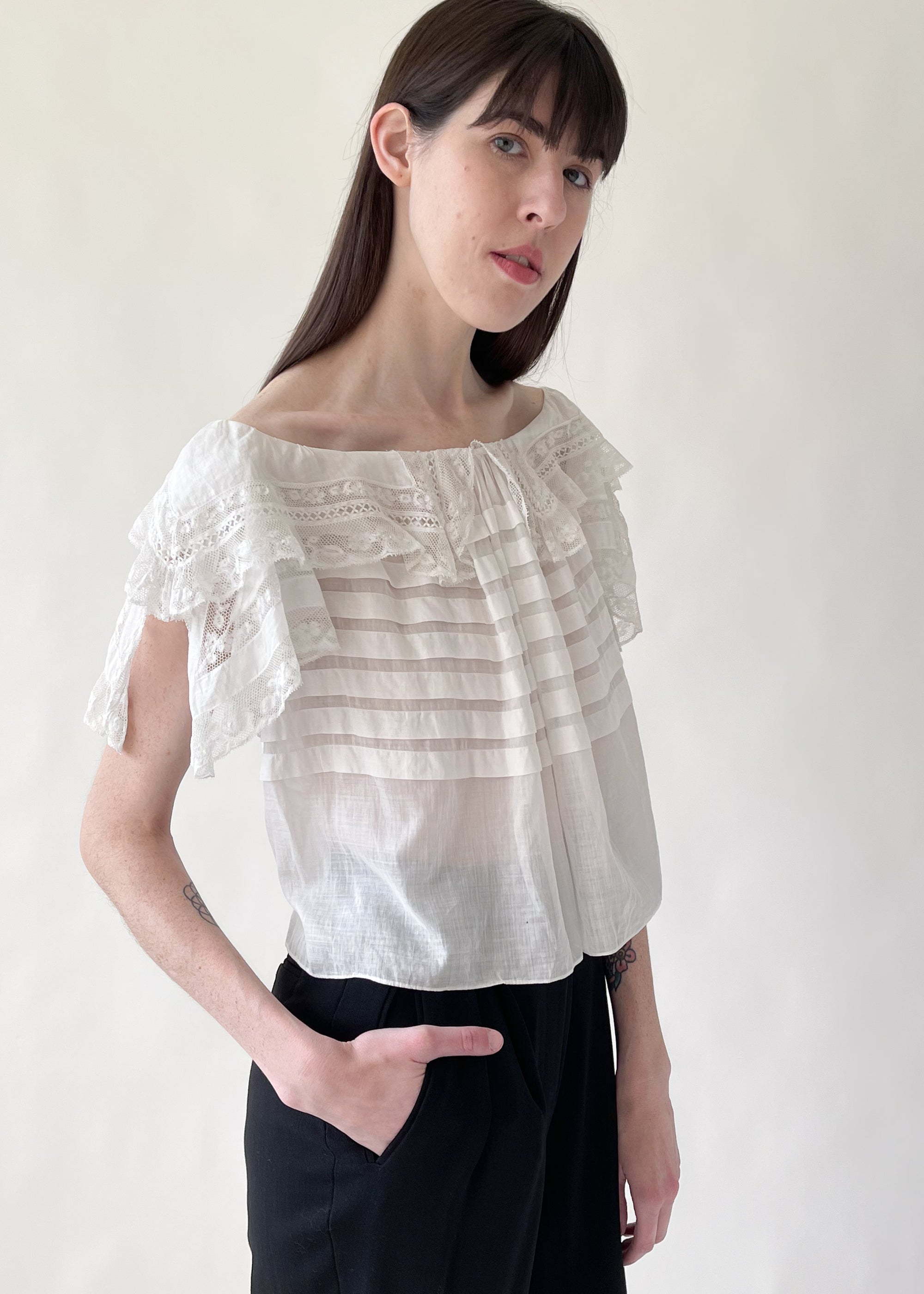 Antique Edwardian Lace Shoulder Top