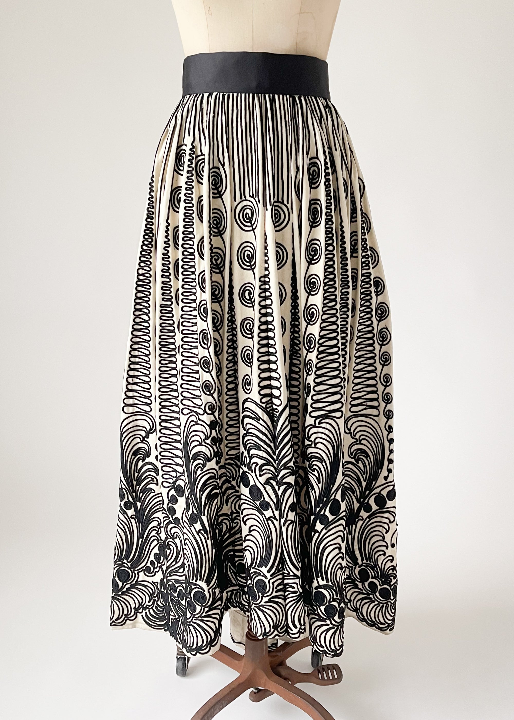 Antique Edwardian Soutache Wool Skirt