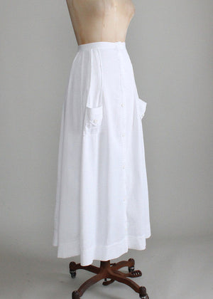 Vintage 1910s White Cotton Lawn Party Skirt