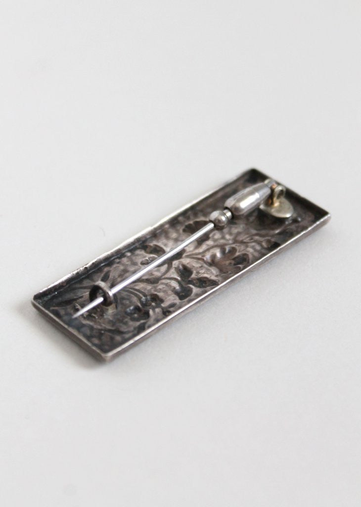 Vintage Late 1800s Floral Silver Brooch