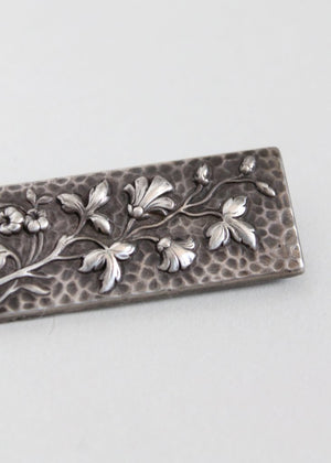 Vintage Late 1800s Floral Silver Brooch