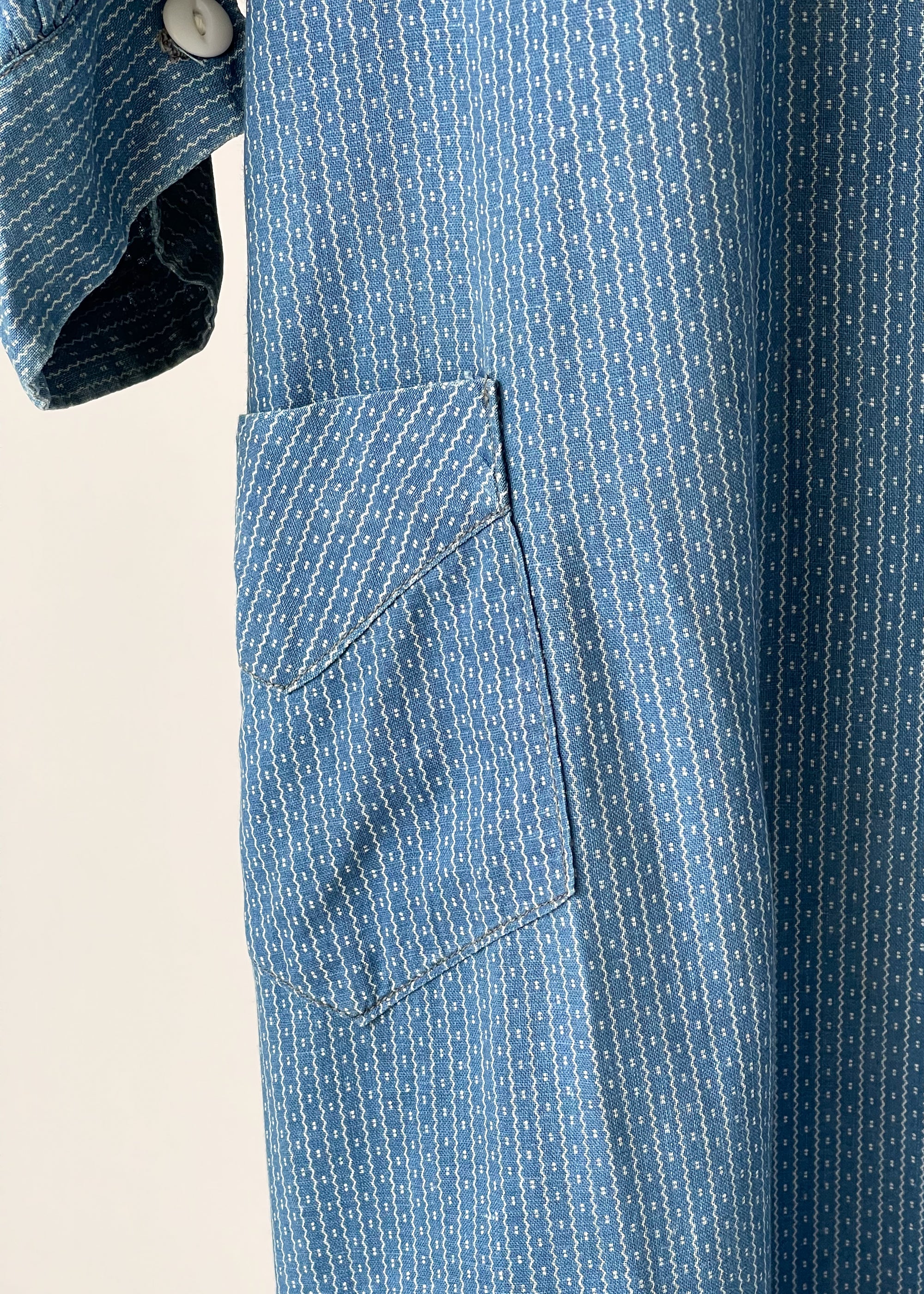 Antique 1800s Indigo Calico Work Dress