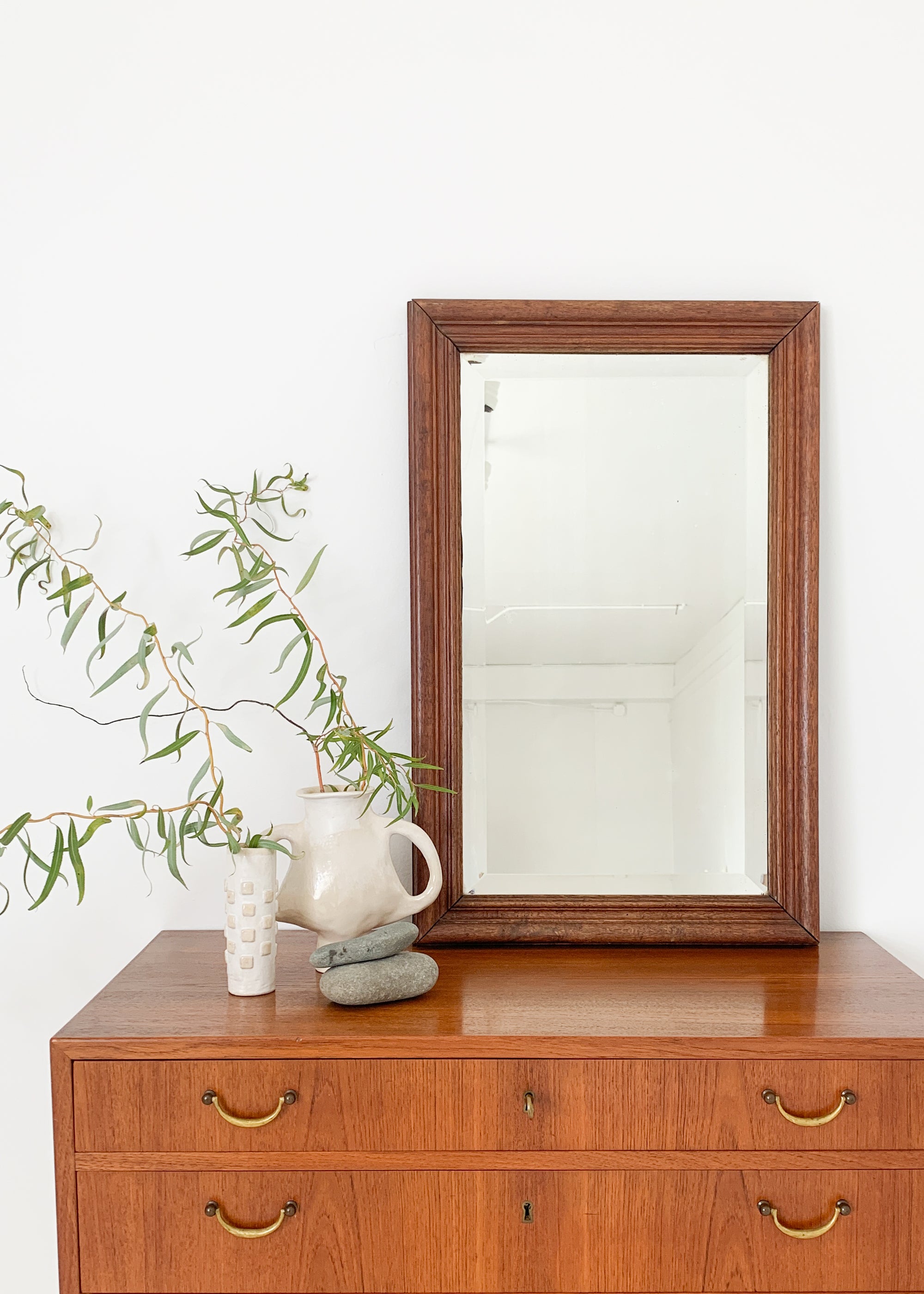 Antique Dutch Oak Beveled Mirror