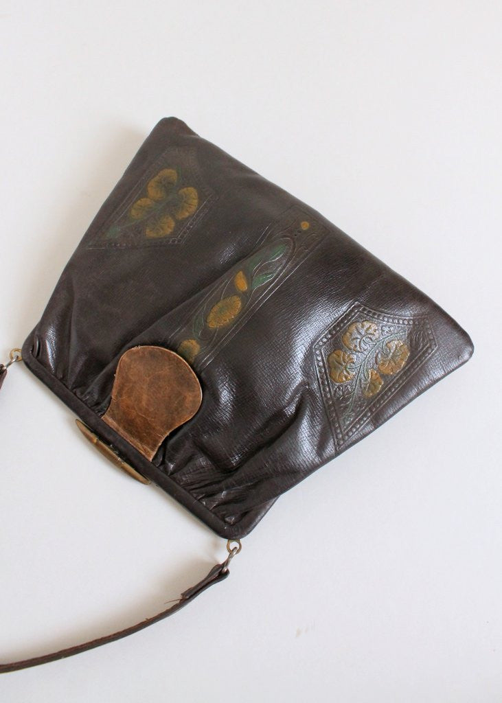 Vintage Early 1920s Dyed Tooled Leather Purse