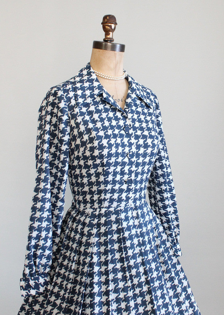 Vintage Early 1960s Houndstooth Shirtwaist Dress - Raleigh Vintage Vintage Early 1960s Houndstooth Shirtwaist Dress - Raleigh Vintage