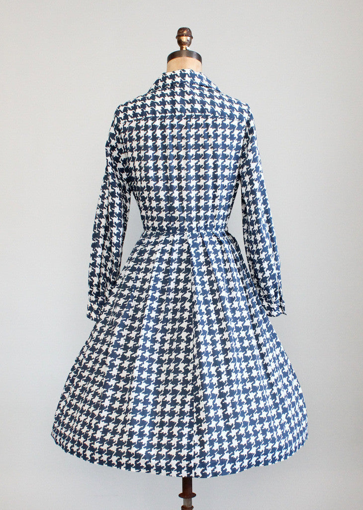 vintage houndstooth dress Vintage Early 1960s Houndstooth Shirtwaist Dress