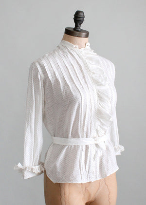 Vintage Edwardian Ruffle Front Cotton Blouse