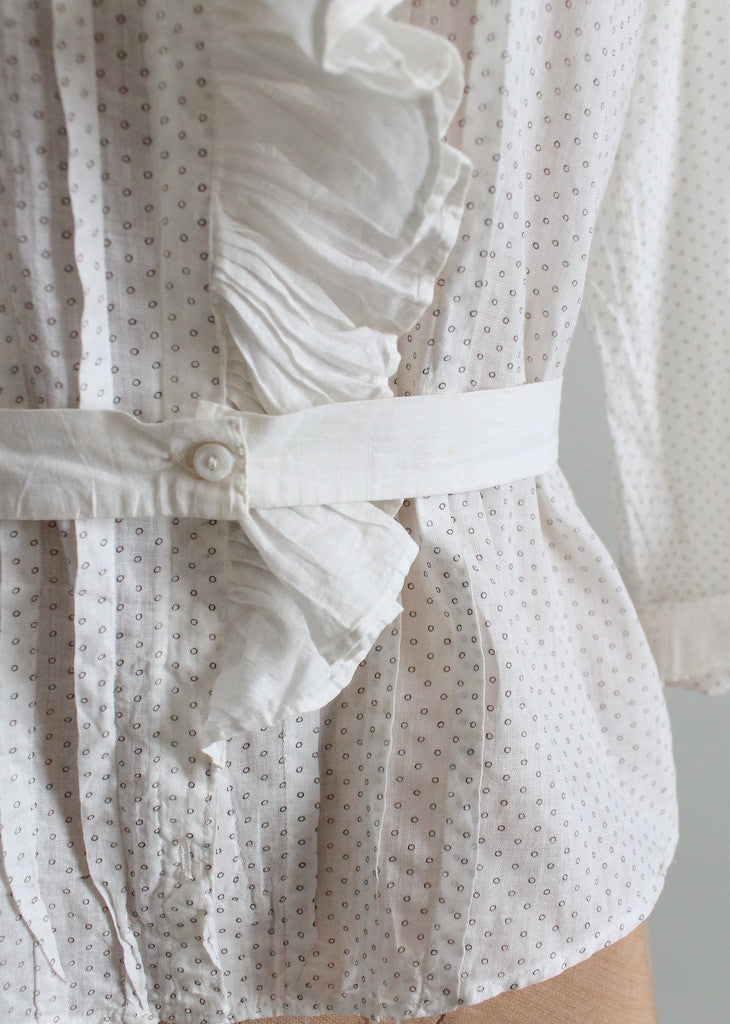 Vintage Edwardian Ruffle Front Cotton Blouse