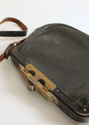 Vintage Edwardian Black Leather Shoulder Bag Purse