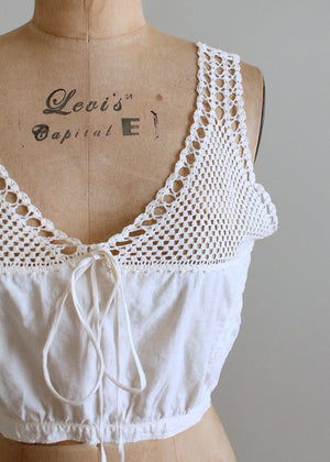 Vintage Edwardian Cotton and Crochet top Camisole Tank Top
