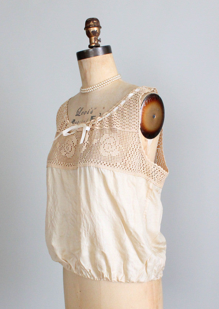 Vintage Edwardian Silk and Crochet Corset Camisole