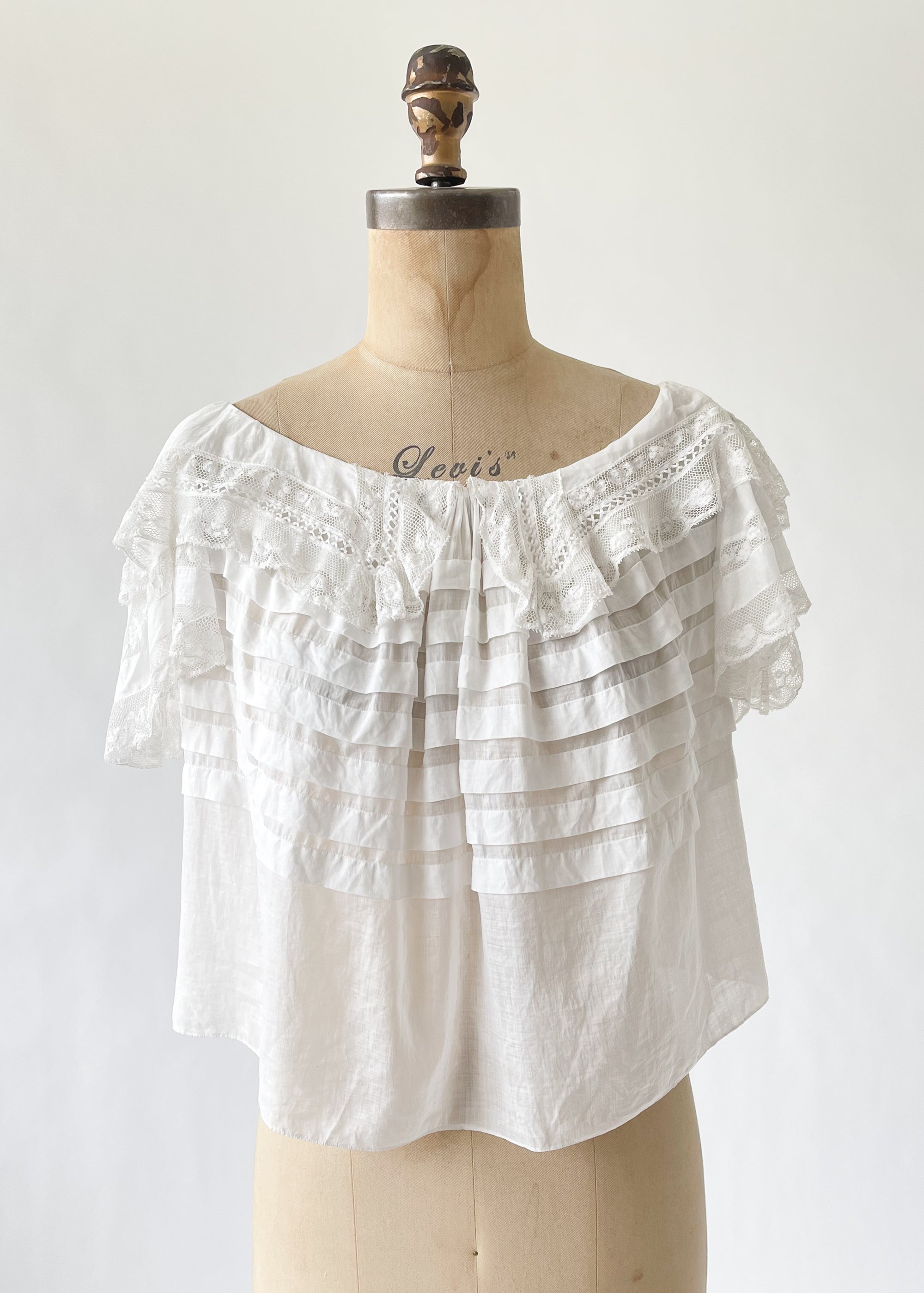 Antique Edwardian Lace Shoulder Top
