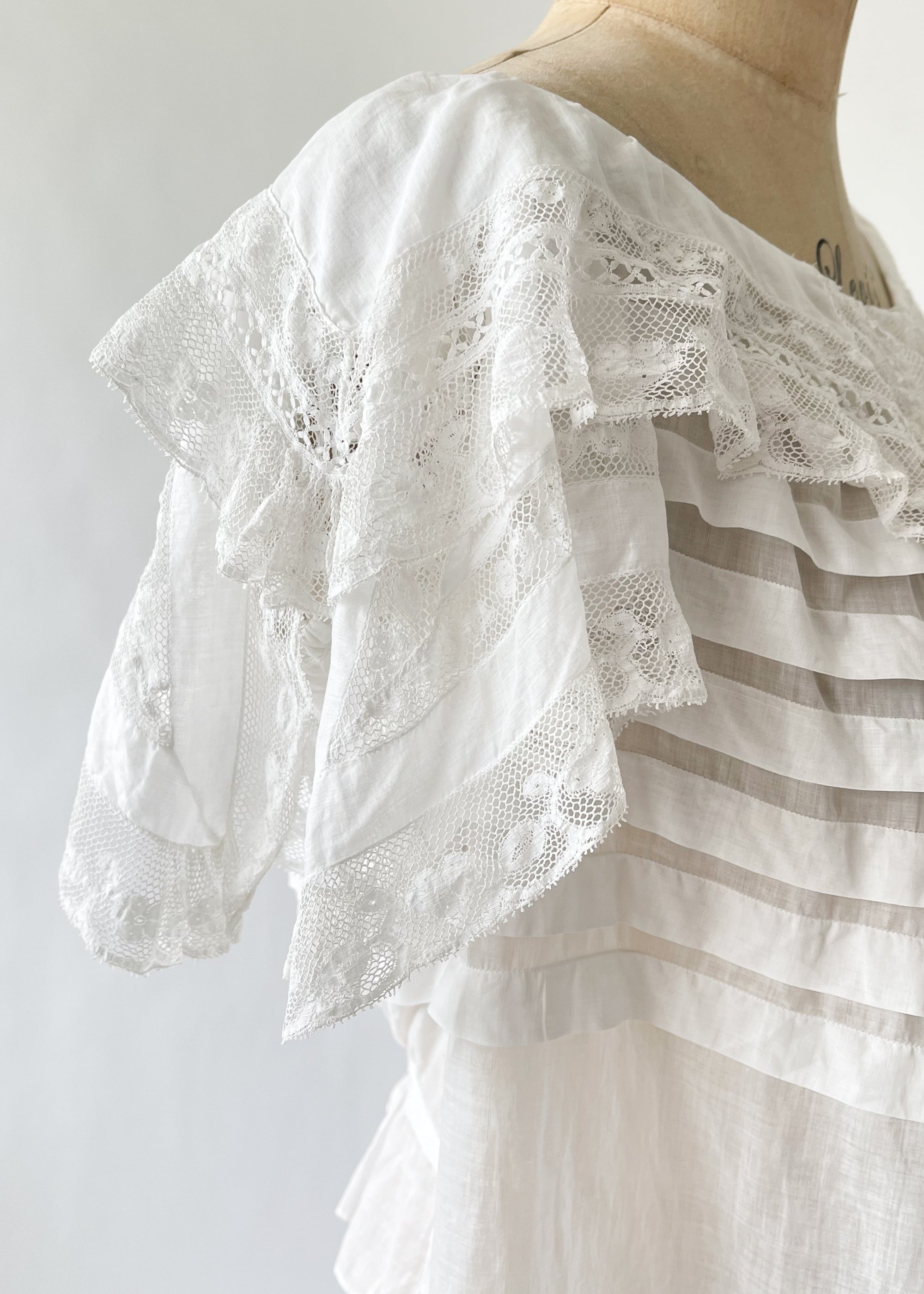 Antique Edwardian Lace Shoulder Top