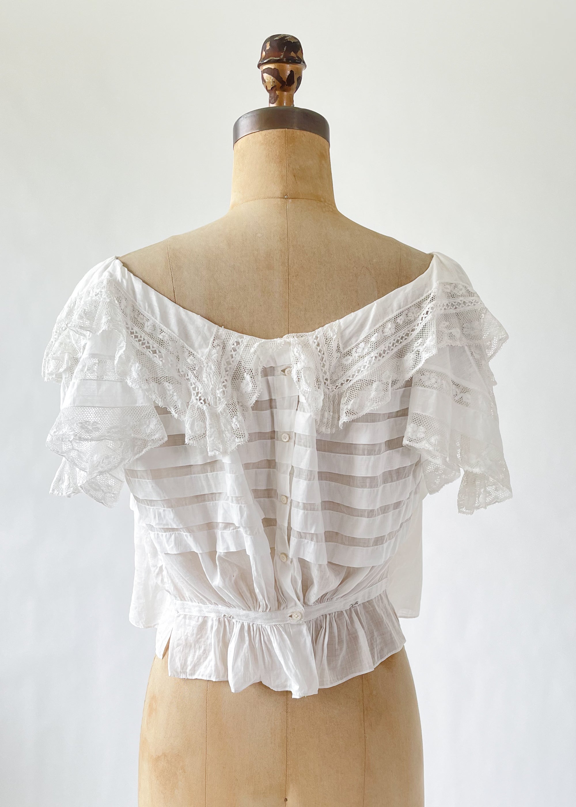 Antique Edwardian Lace Shoulder Top