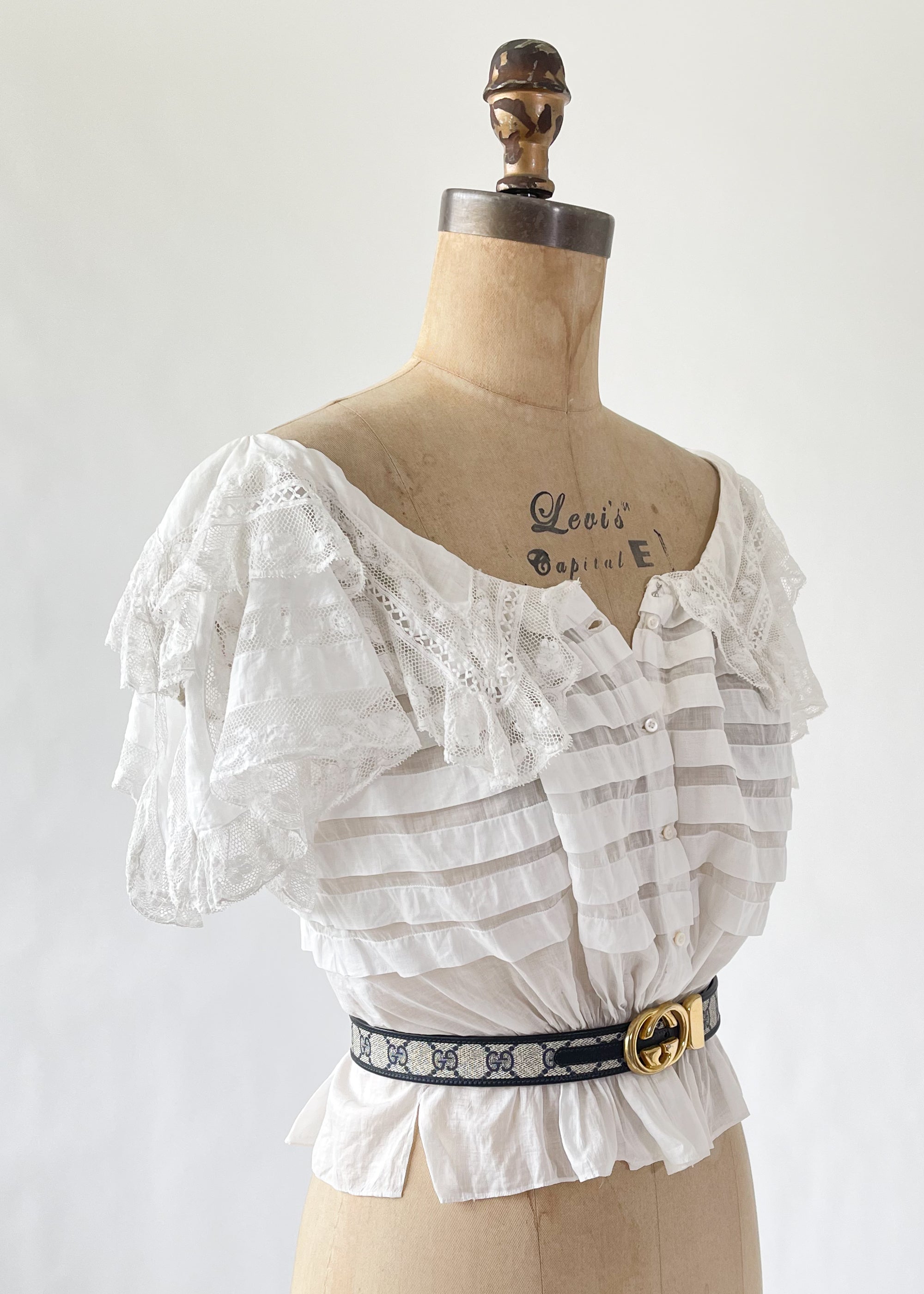 Antique Edwardian Lace Shoulder Top