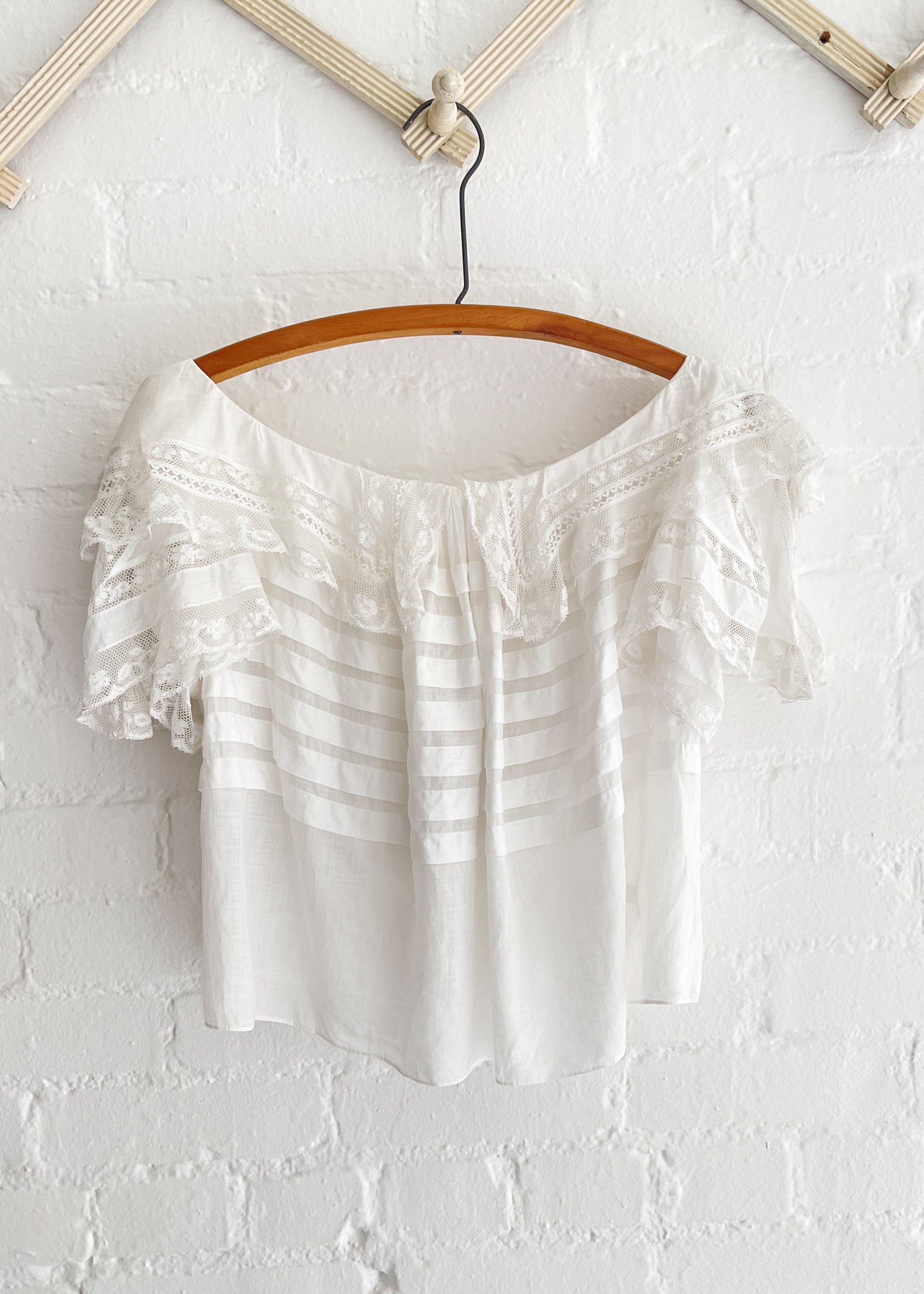 Antique Edwardian Lace Shoulder Top