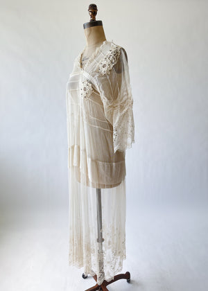 Vintage 1910s Mesh and Lace Dress
