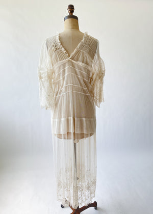 Vintage 1910s Mesh and Lace Dress