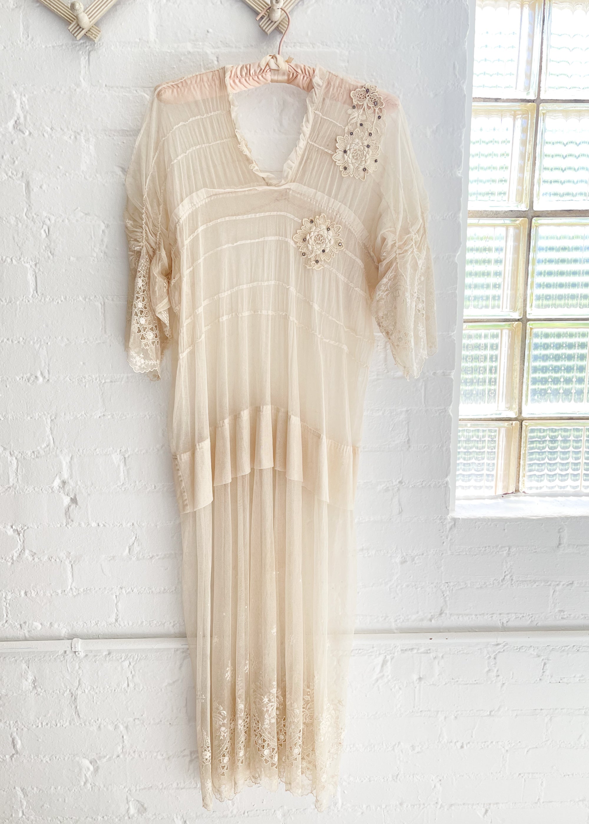 Vintage 1910s Mesh and Lace Dress - Raleigh Vintage 