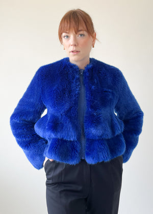 Givenchy Blue Faux Fur Coat