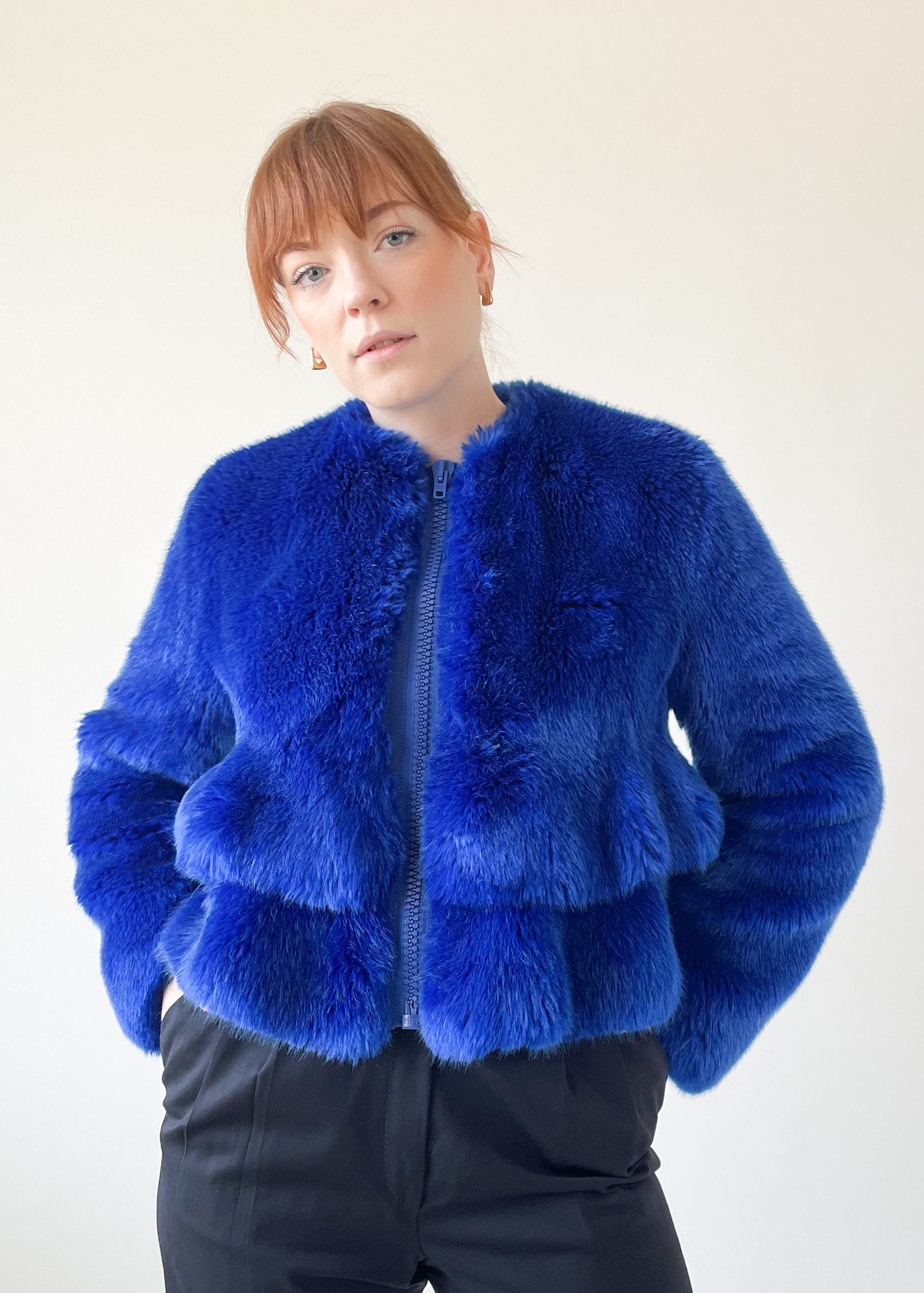 Givenchy Blue Faux Fur Coat