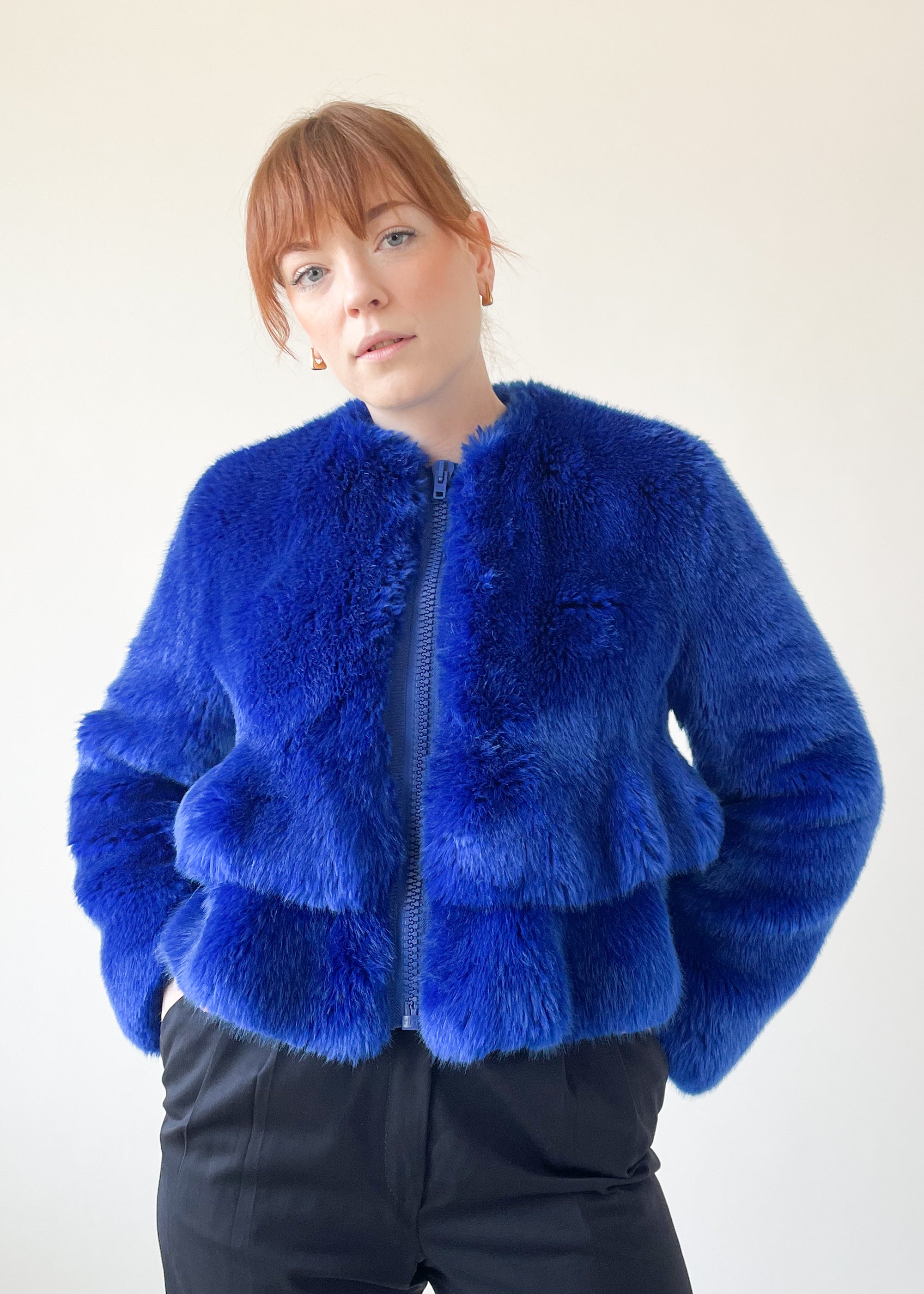 Givenchy Blue Faux Fur Coat - Raleigh Vintage