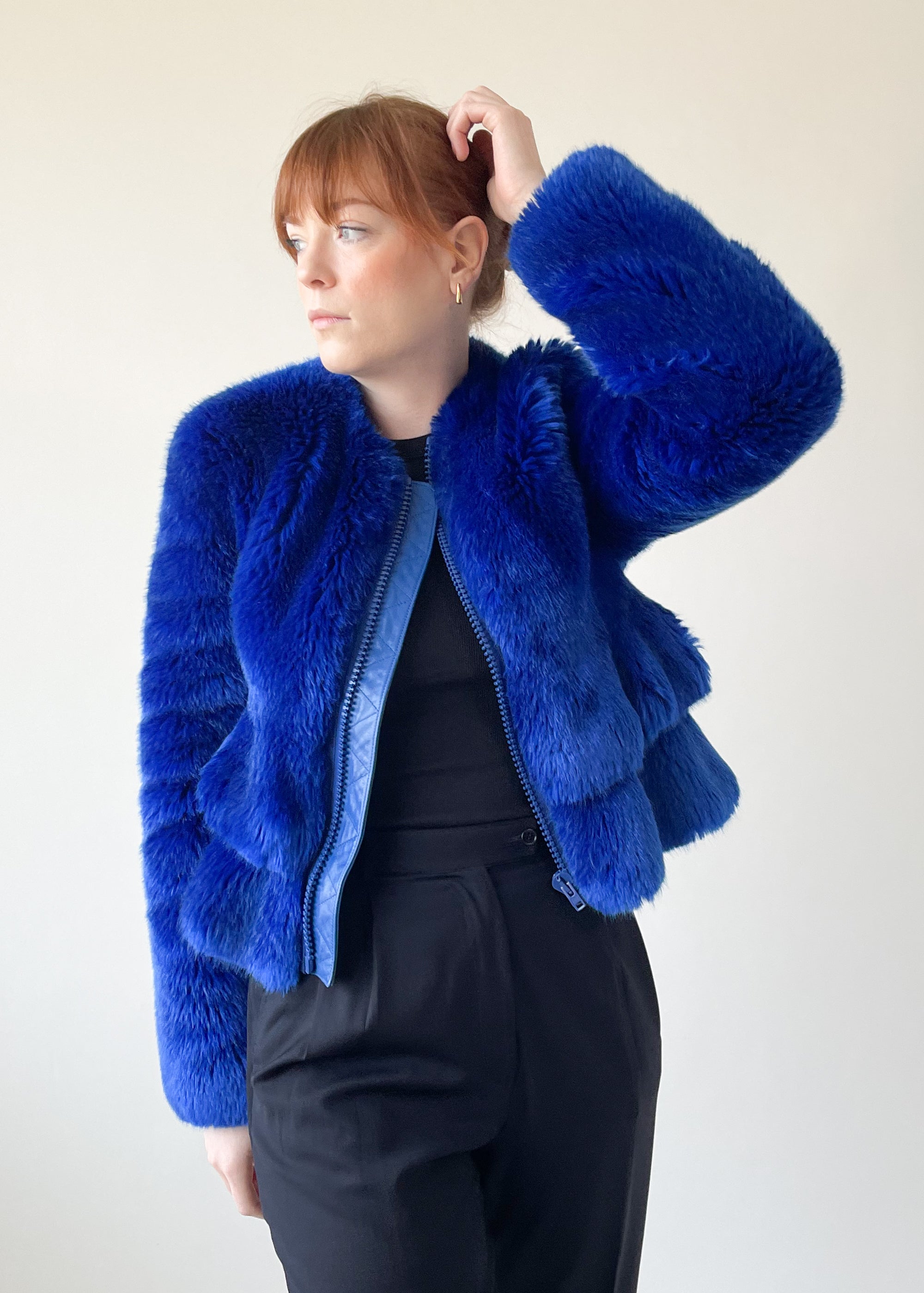 Givenchy Blue Faux Fur Coat