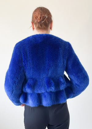 Givenchy Blue Faux Fur Coat