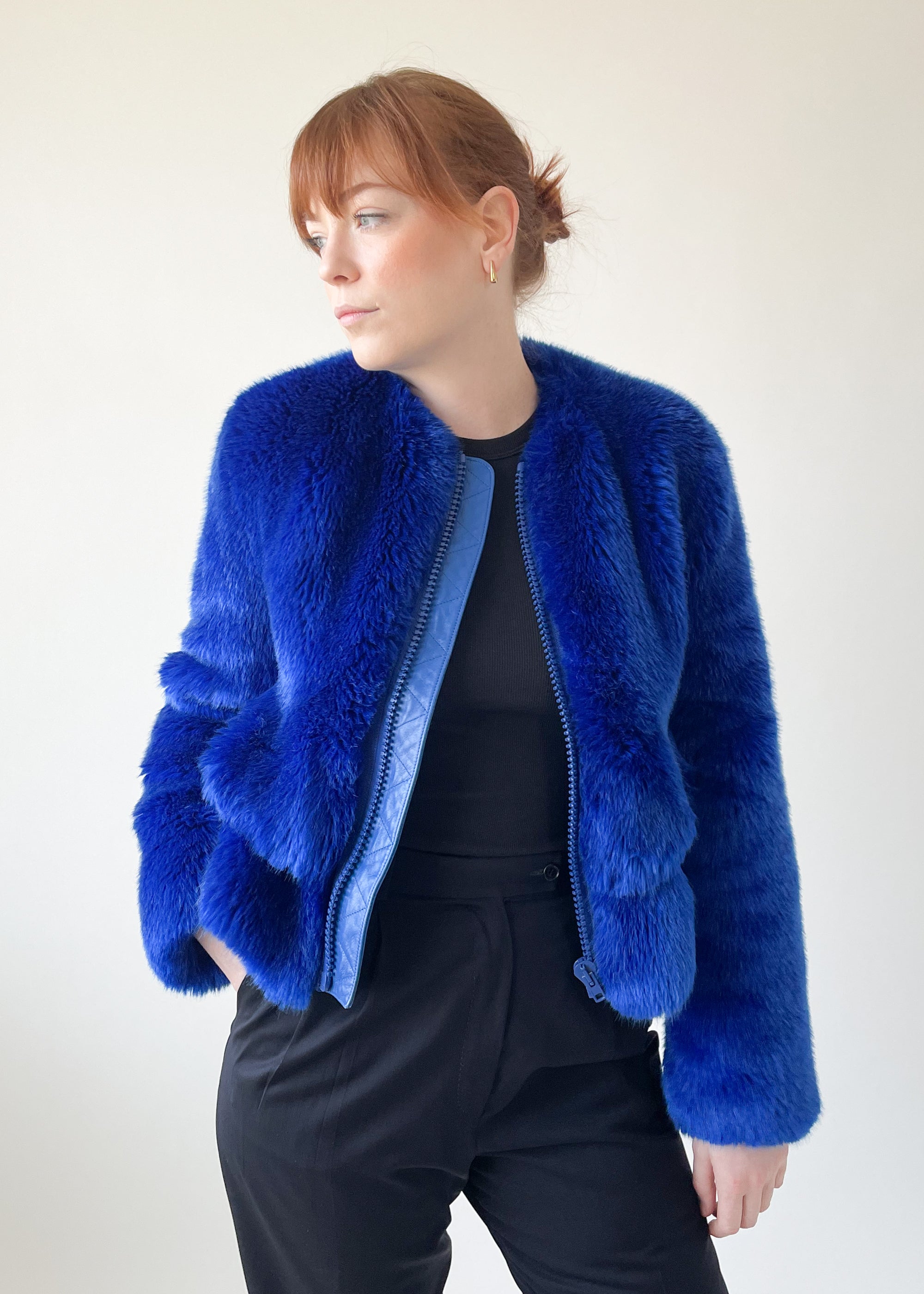 Givenchy Blue Faux Fur Coat - Raleigh Vintage
