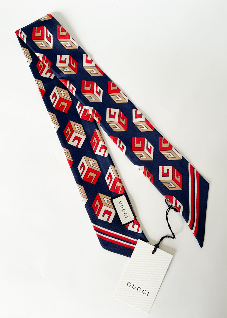 Gucci Cube Print Silk Scarf