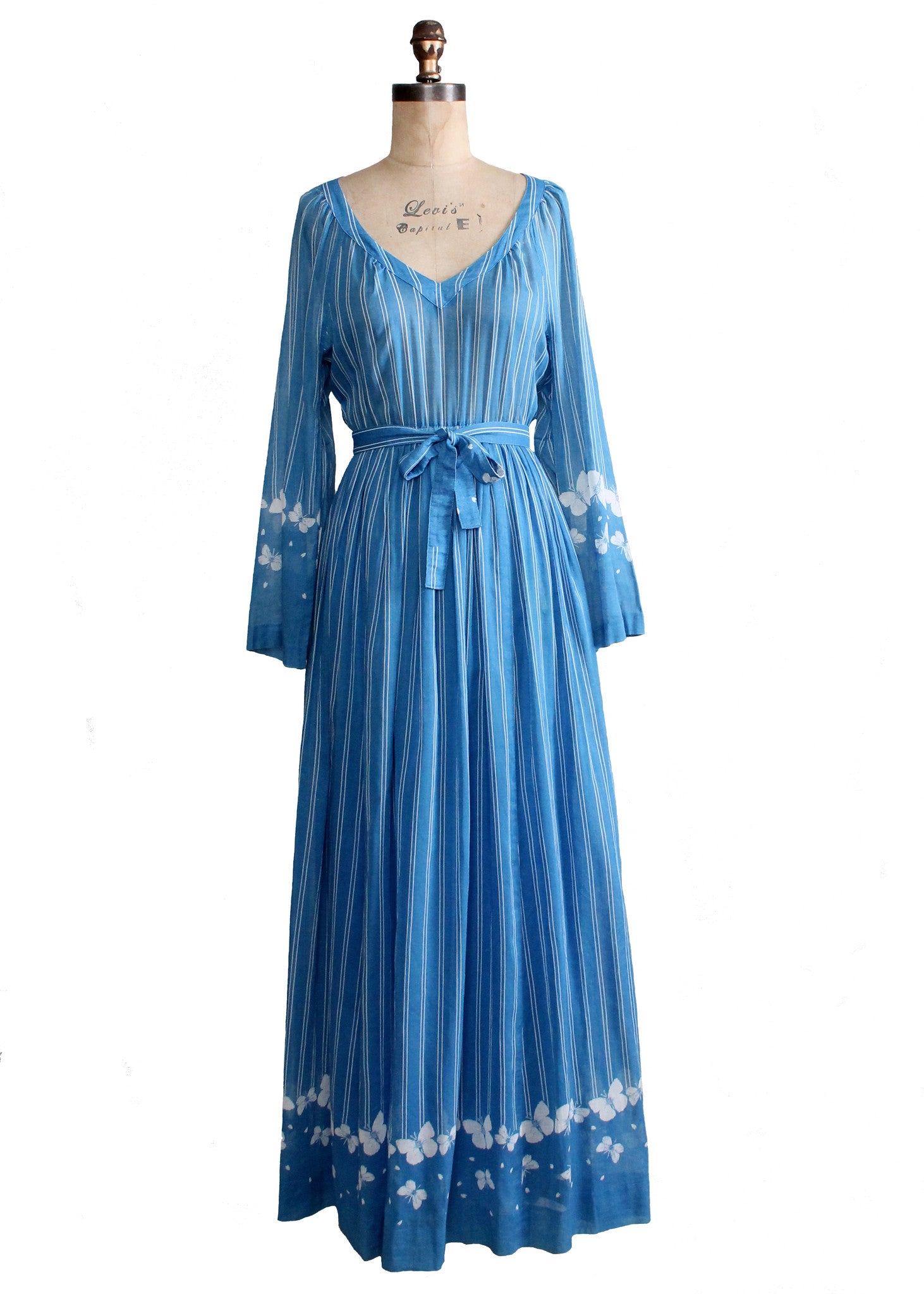 Vintage Early 1970s Hanae Mori Butterfly Maxi Dress
