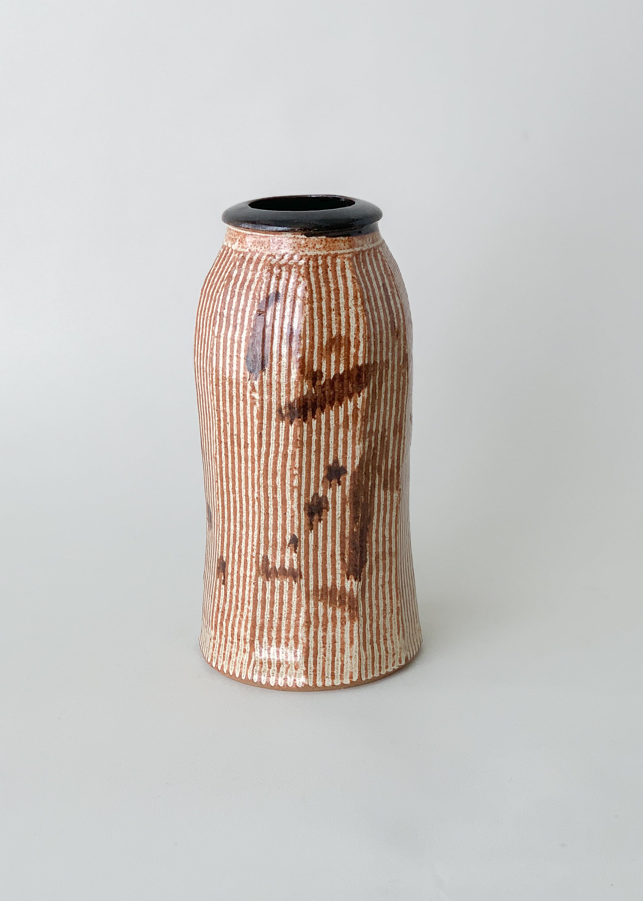 Vintage Asian Calligraphy Ceramic Vase