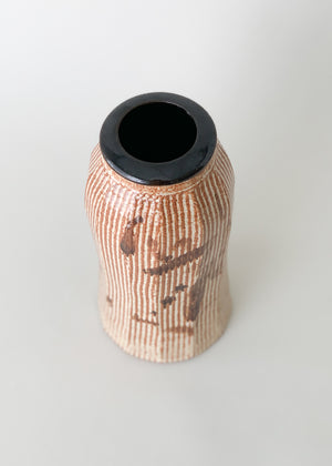 Vintage Asian Calligraphy Ceramic Vase