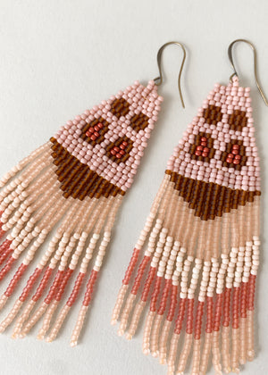 Pink Moth Beaded Earrings