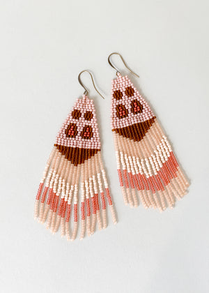 Pink Moth Beaded Earrings